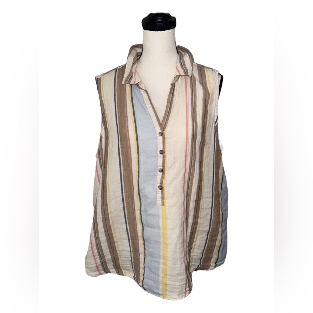 Casual Striped Button-Down Blouse